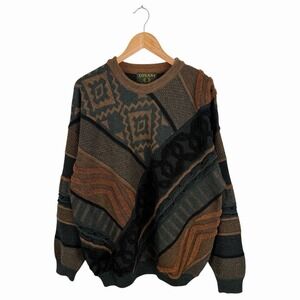 Vintage Tosani Coogi Style Sweater 3D Textured Knit Geometric Wool Men's XXL